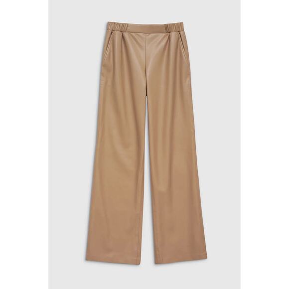 Anine Bing Koa Pant in Butterscotch Vegan Leather Size Medium High Rise Wide Leg